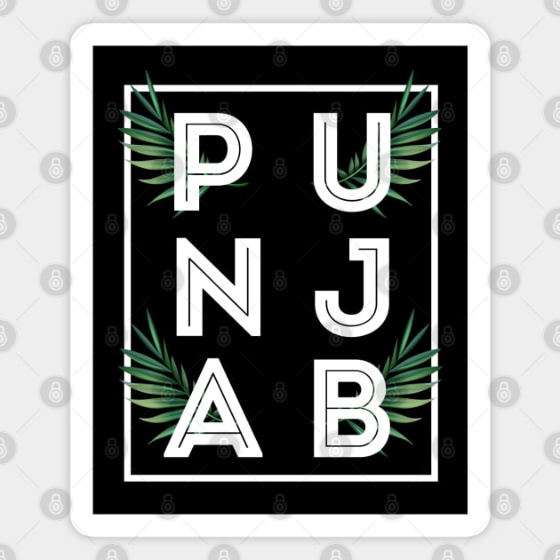 PUNJAB BOLD TYPO WITH GREEN LEAF - the LAND OF FIVE RIVERS Magnet by PUNJABISTYL